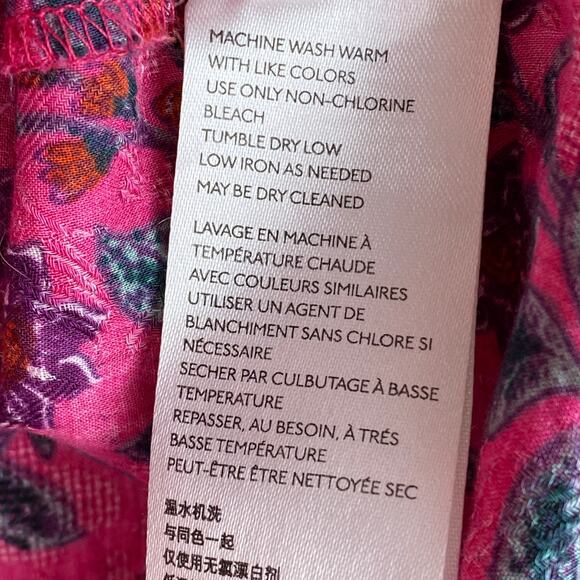 Maeve Calais Peasant Blouse Size XS Fuschia Pink Blue Floral Top Anthropologie - Picture 12 of 14